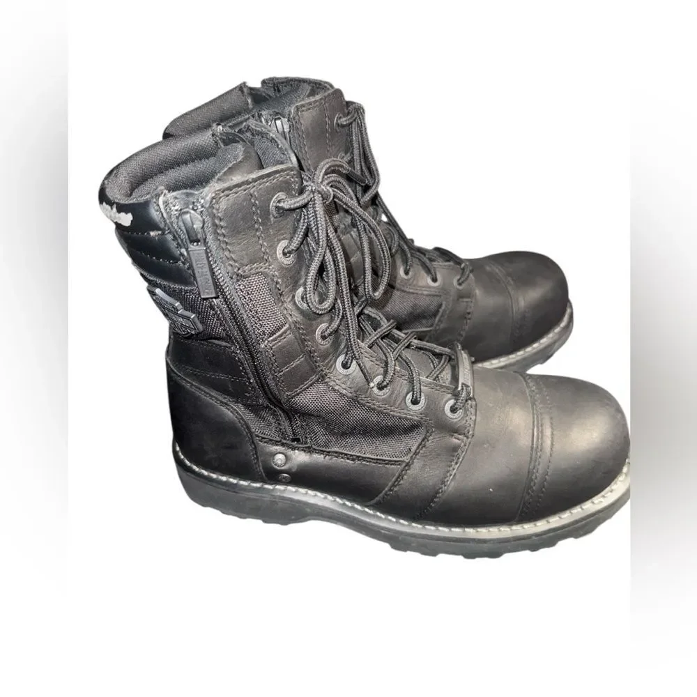 NWOT Harley-Davidson Men's Boxbury Military Zippers Black Men's Lace-Boots 10.5